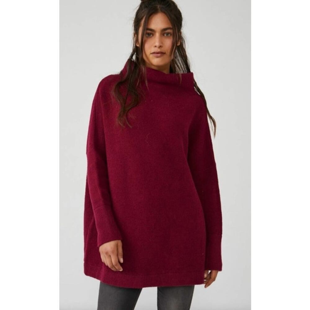 Free People ottoman slouchy oversized cranberry sweater women's size small